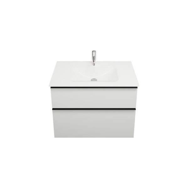 Burgbad Eqio Glas-Waschtisch 82cm mit Waschtischunterschrank, 2 Auszüge