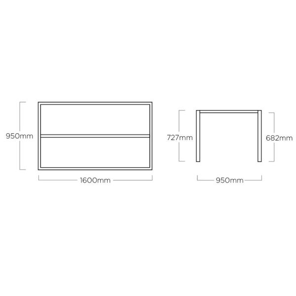 KETTLER CUBIC Aluminium Tisch 160x95 mit weißem Gestell
