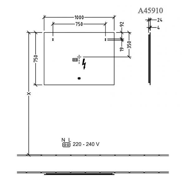 Villeroy&Boch More to See Lite LED-Spiegel, 100x75cm, mit Sensordimmer