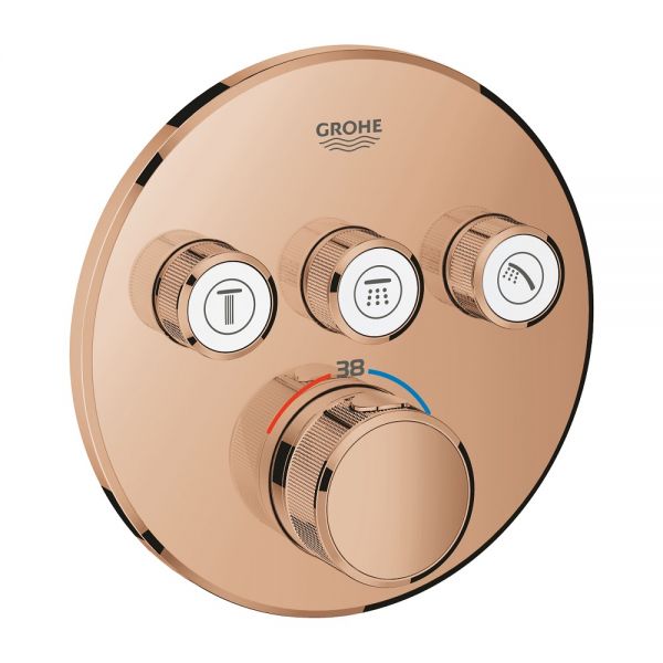 Grohe Grohtherm SmartControl Thermostat mit 3 Absperrventilen, Fertigmontageset rund