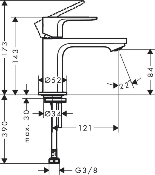 Hansgrohe Rebris S Standventil 80 mit Hebelgriff für Kaltwasser, chrom 72503000