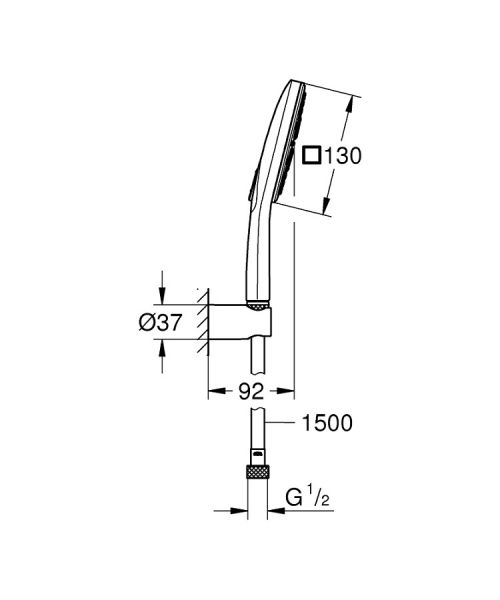 Grohe Rainshower SmartActive Cube 130 Wandhalterset, 3 Strahlarten, wassersparend