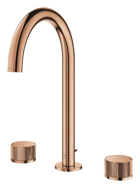Grohe Atrio 3-Loch-Waschtischarmatur L-Size mit Ablaufgarnitur, Knopfbetätigung