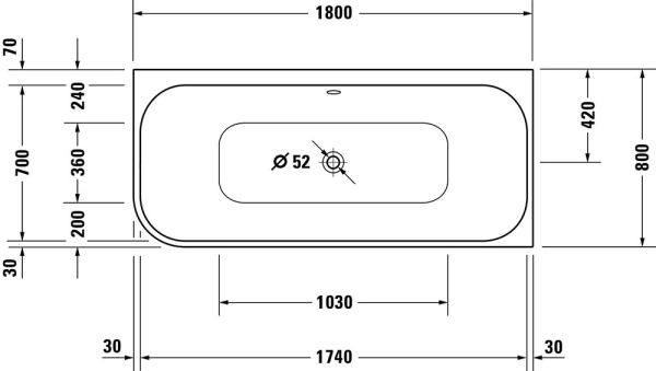 Duravit Happy D.2 Plus Eck-Badewanne 180x80cm Ecke rechts, weiß/graphit