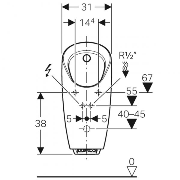 Geberit Urinal Preda, mit integrierter Steuerung, Netzbetrieb, weiß