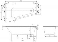 Vorschau: Villeroy&Boch Subway Raumspar-Badewanne 170x80cm, Ausführung links