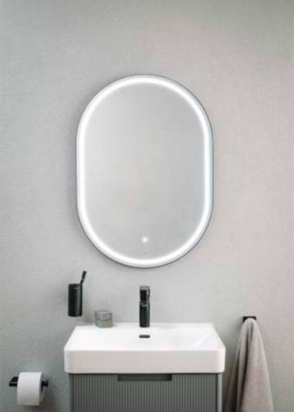 Laufen Base 2.0 Spiegel oval 60x85cm mit Aluminiumrahmen in schwarz matt