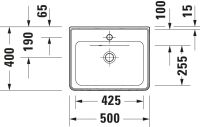 Vorschau: Duravit D-Neo Handwaschbecken 50x40cm, mit Hahnloch und Überlauf, weiß 0742500000