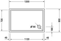 Vorschau: Duravit Starck Slimline Duschwanne rechteckig 90x120cm, weiß