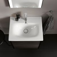 Duravit Viu Handwaschbecken rechteckig 53x43cm, mit Ablaufventil, 1 Hahnloch und Überlauf, WonderGliss, weiß 23445300001