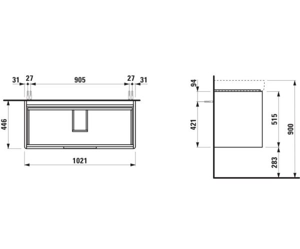 Laufen Juna Waschtischunterbau 102cm für Waschtisch Pro S H813966