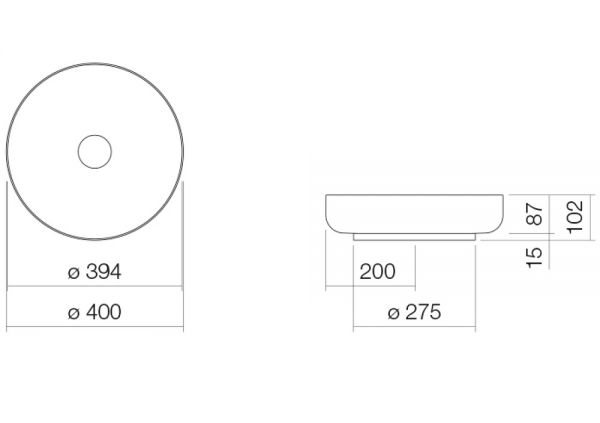 Alape SO-Serie Sondo 400 Aufsatzbecken, rund, Ø 40cm bicolor schwarz matt /weiß ProShield AB.SO400.1