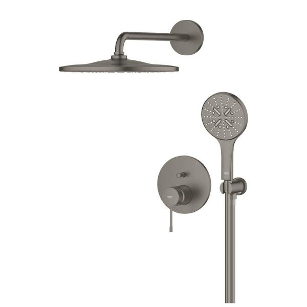 Grohe Essence Duschsystem Unterputz mit Rainshower Mono 310, hard graphite gebürstet