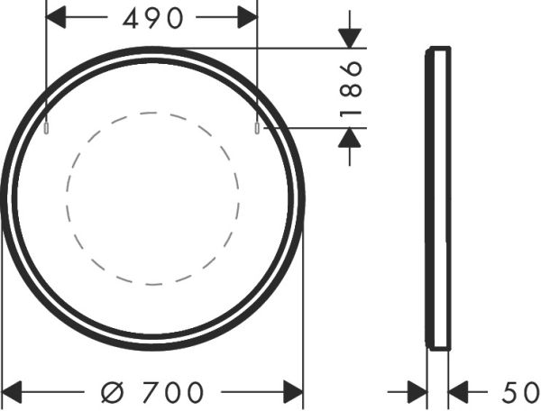 Hansgrohe Xarita S Spiegel mit LED-Beleuchtung rund 70cm IR Sensor, weiß matt