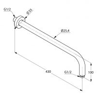 Vorschau: Kludi A-QA Brausearm 400mm, Schubrosette rund