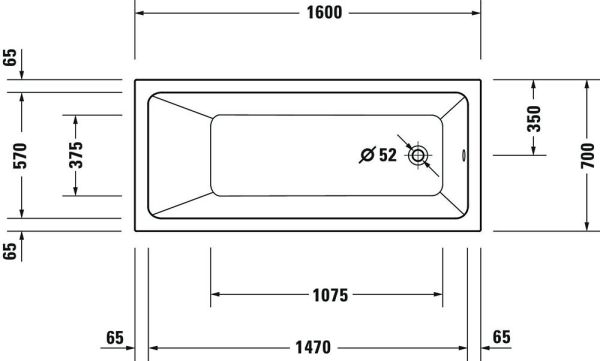 Duravit No.1 Rechteck-Badewanne 160x70cm, weiß