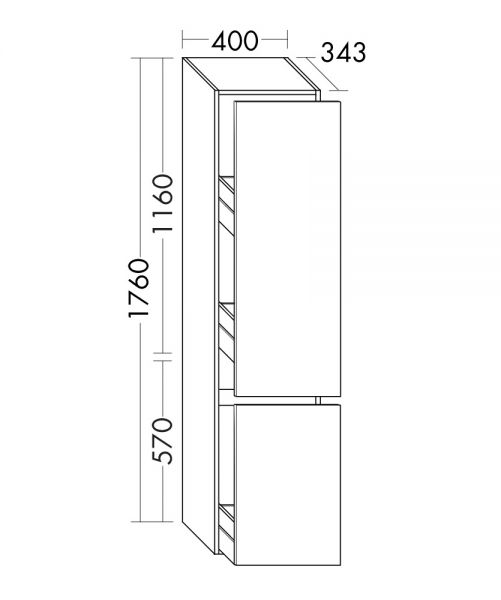 Burgbad Lin20 Apothekerschrank mit 1 Doppelauszug oben, 1 Auszug unten, wandhängend HSPO040F5351