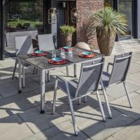 KETTLER CIRRUS/CUBIC Dining-Set inkl. Tisch und 4 Sesseln, silber/anthrazit-grau/titanit