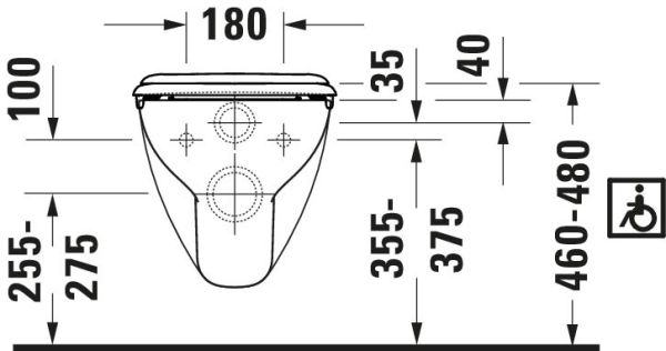 Duravit D-Code Wand-WC 70x36cm, eckig, barrierefreie Ausführung, weiß