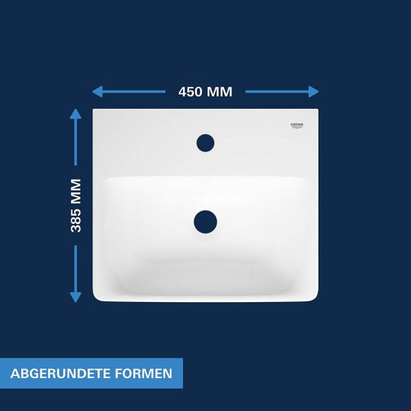 Grohe Euro Keramik Handwaschbecken 45cm mit Hahnloch & Überlauf, weiß