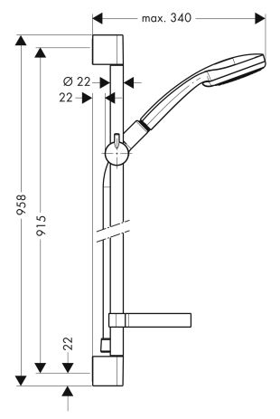 Hansgrohe Croma 100 Vario Handbrause/ Unica'C Brausestange 0,90 m Set, chrom