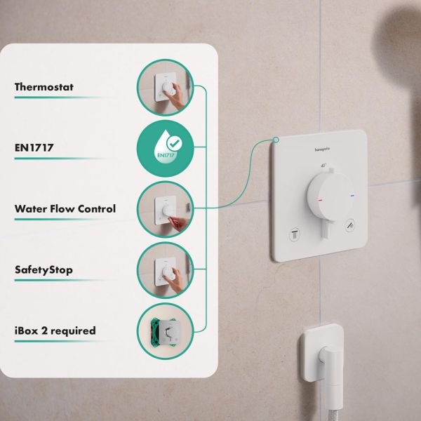 hansgrohe Ecostat Comfort Q Thermostat 2 Funktionen mit Sicherungskombination, weiß matt