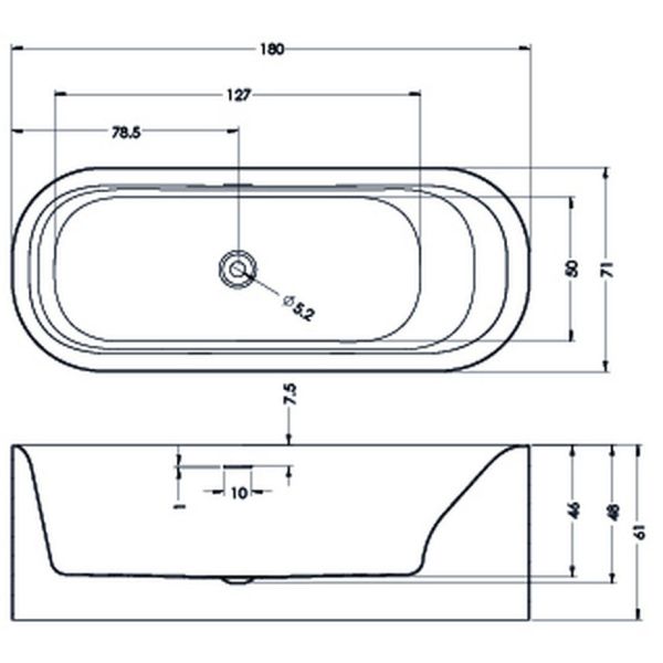 RIHO Devotion Free oval Badewanne freistehende, 180x71cm, weiß BD26005