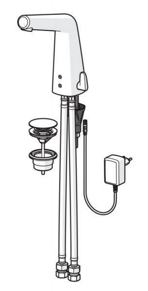 Hansa Hansadesigno Style Waschtisch-Elektronik-Batterie, Mischwassertemp. einstellbar, Netzbetrieb