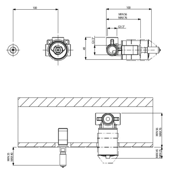 Villeroy&Boch Universal-Einbaukörper für Unterputz-Einhebel-Armatur TVW10611B151612