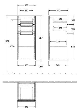 Villeroy&Boch Subway 2.0 Seitenschrank mit 1 Tür, Türanschlag rechts, 2 Auszüge white matt 2