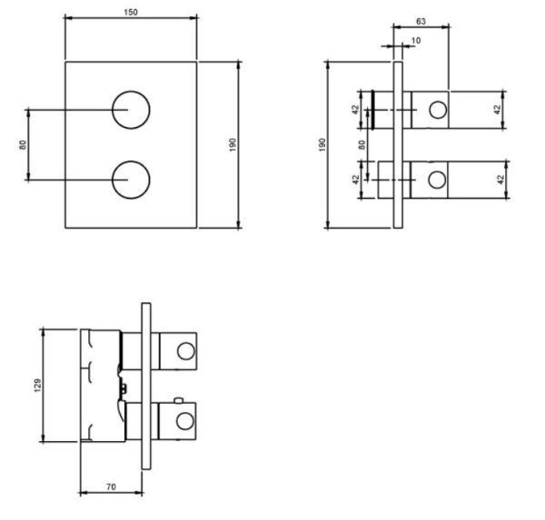 Villeroy&Boch Unterputz-Thermostat mit Zweiwege-Mengenregulierung, chrom TVD00065300061