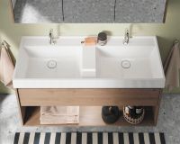 Burgbad Devio Mineralguss-Doppelwaschtisch 120cm mit Unterschrank, 1 Auszug & offenem Fach SHKJ121 