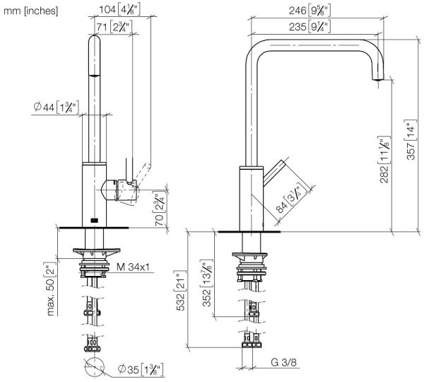 Dornbracht META SQUARE Einhebel-Küchenmischer für Spülbrause