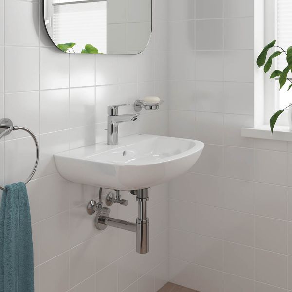 Grohe BauLoop Waschtischarmatur M-Size mit Ablaufgarnitur, LowFlow 3,5 l/min, chrom