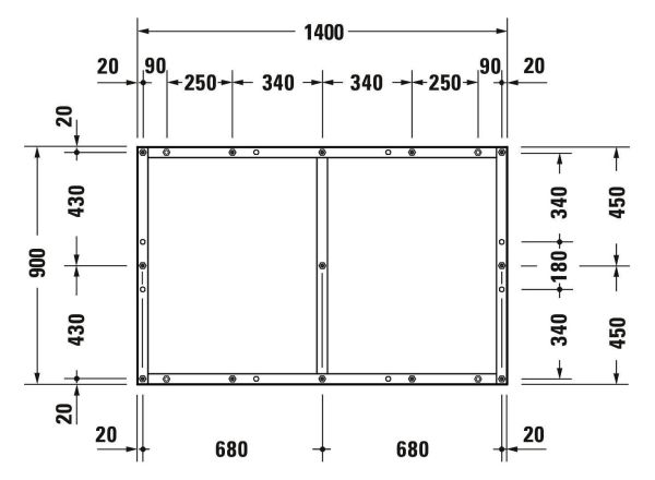 Duravit Tempano Fußgestell 140x90cm
