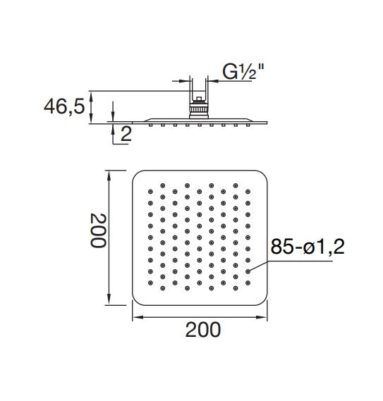 Steinberg Regenbrause ultraflach mit Easy Clean 200x200mm, chrom