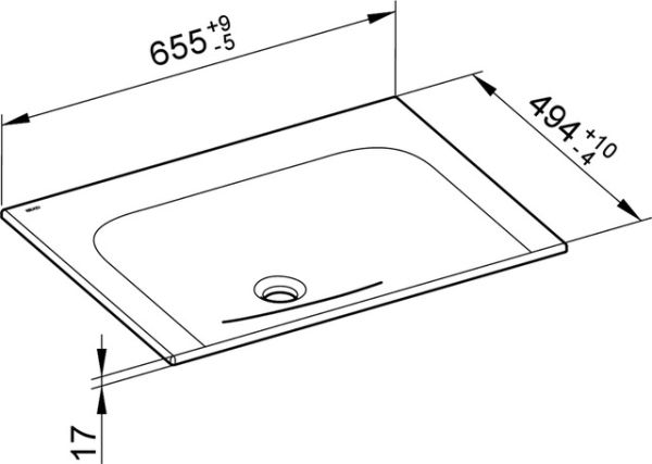 Keuco X-Line Keramik-Waschtisch ohne Hahnloch, 65,5x1,7x49,4cm 33150316500