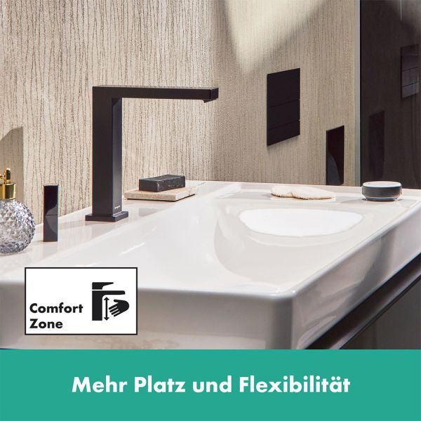 Hansgrohe Tecturis E 2-Loch Waschtischarmatur 150 CoolStart mit Ablaufgarnitur, schwarz matt