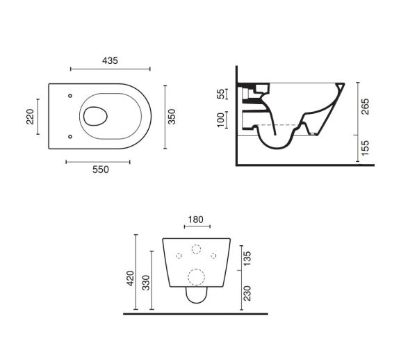 Catalano Zero Wand-WC newflush, spülrandlos, 55x35cm, CATAglaze+ VS55NR