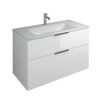 Vorschau: Burgbad Eqio Glas-Waschtisch mit Waschtischunterschrank, weiß hochglanz, Griff schwarz matt SEYX102F2009A0070G0200 3