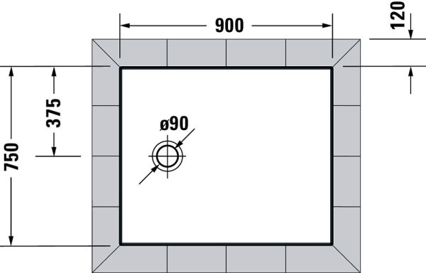 Duravit Tempano Duschwanne rechteckig 75x90cm, Sanitäracryl, weiß