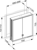 Vorschau: Keuco Royal Lumos Spiegelschrank für Wandeinbau, 2 lange Tür, 70x73,5cm 14317172301