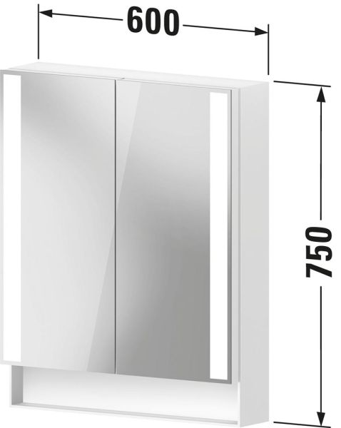 Duravit Qatego Spiegelschrank 60x75cm, mit 2 Türen und Nischenbeleuchtung, dimmbar