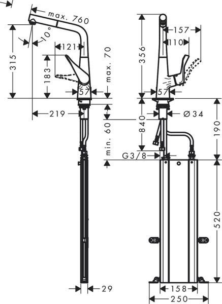 Hansgrohe Metris M71 Küchenarmatur 320 sBox chrom 73828000