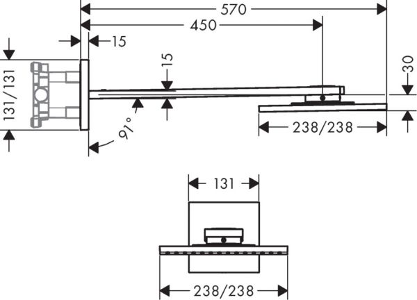 Axor ShowerSolutions Kopfbrause 250/250 2jet mit Brausearm