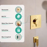 Vorschau: hansgrohe Ecostat Comfort E Thermostat 2 Verbaucher mit Sicherungskombination, polished gold optic