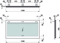 Vorschau: Laufen Leelo Spiegel mit integrierter horizontaler LED-Beleuchtung Farbtemperaturwechsel, 130x70cm