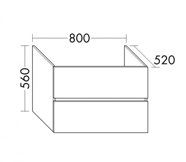 Burgbad Cube Waschtischunterschrank 80cm passend zu Grohe Cube Einbau- Unterbauwaschtisch, 2 Auszüge