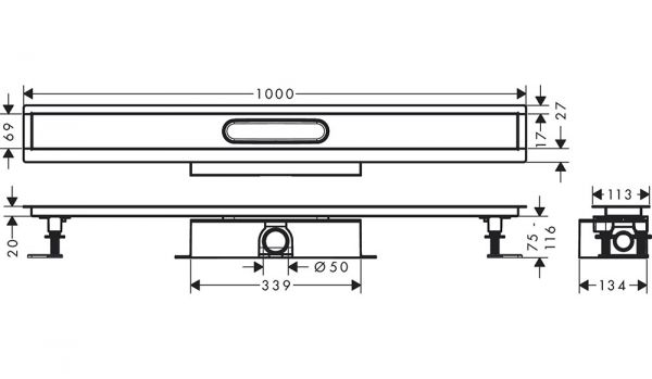 Hansgrohe uBox universal Komplettset für Standardinstallation 100cm, für Duschrinnen Fertigsets