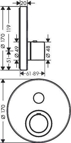Axor ShowerSelect Thermostat Round Unterputz, für 1 Verbraucher, rund